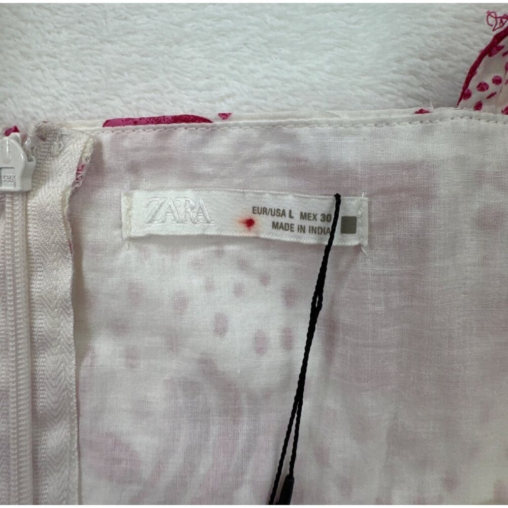 NWT Zara Women's L Strappy Floral Cut-Out Maxi Dress Pink White Resort Tropical - Picture 13 of 14